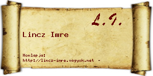 Lincz Imre névjegykártya